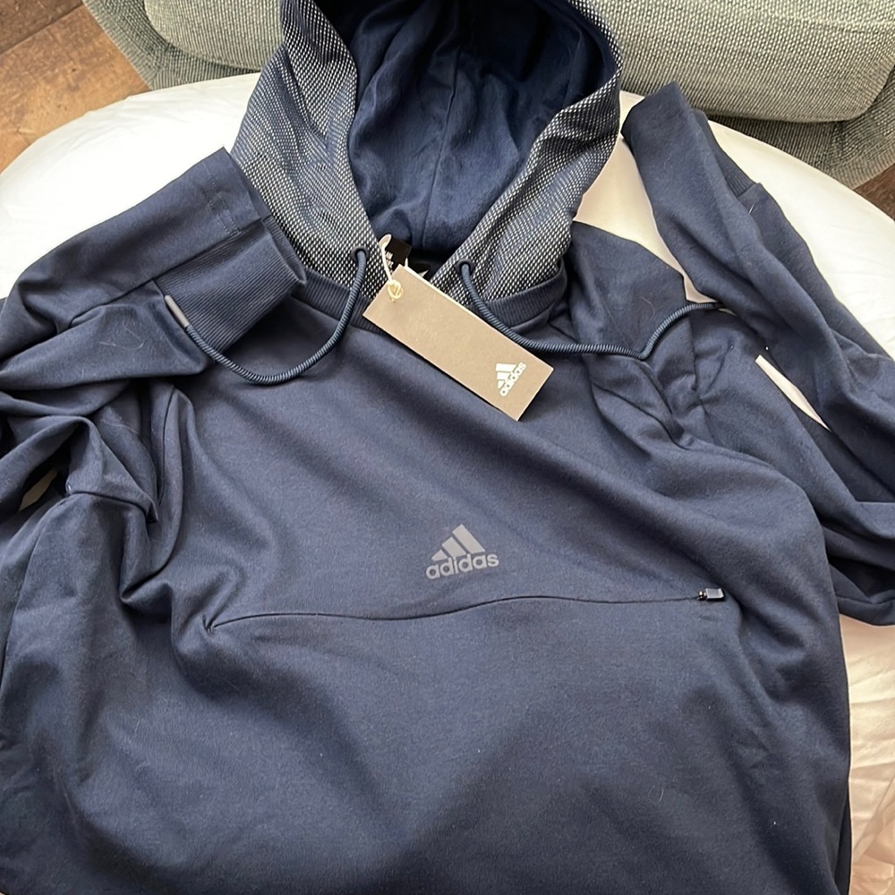 Men's Adidas Navy Blue Hoodie - Size Large